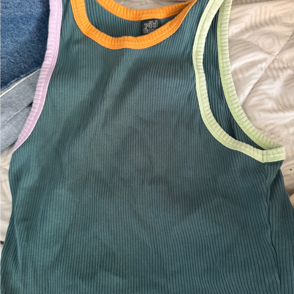 Wild Fable Ribbed Tank with Orange and Green